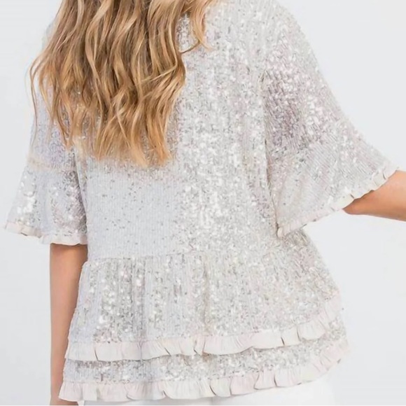 THML ruffle sequin peplum top - Picture 5 of 11